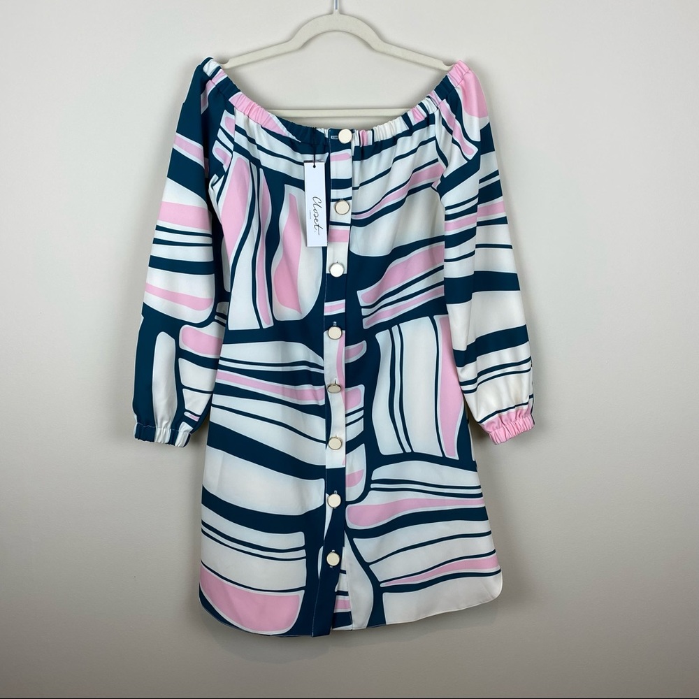 NWT Closet London print off shoulder mini dress size 6